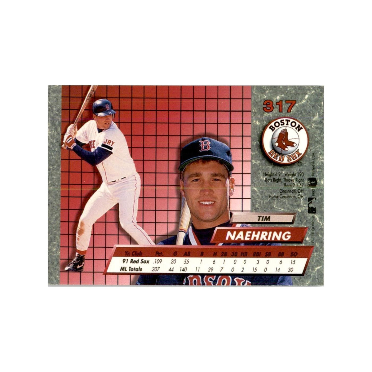 1992 Fleer Ultra Tim Naehring Baseball Cards #317
