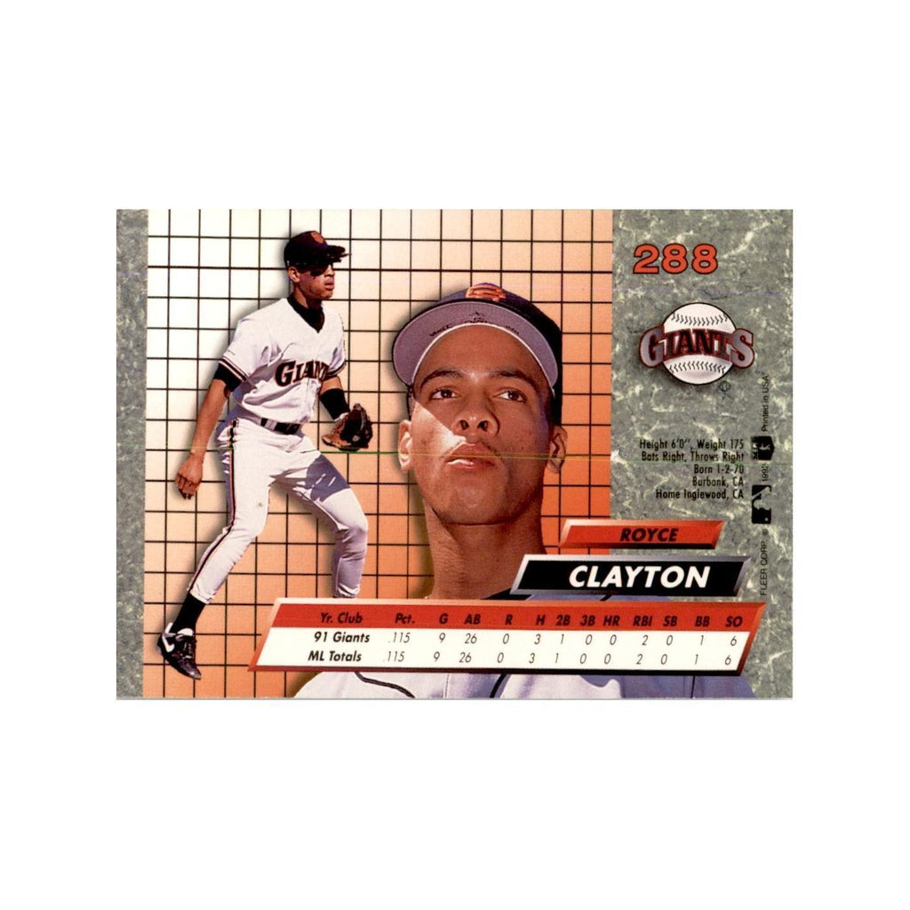 1992 Fleer Ultra Royce Clayton Baseball Cards #288