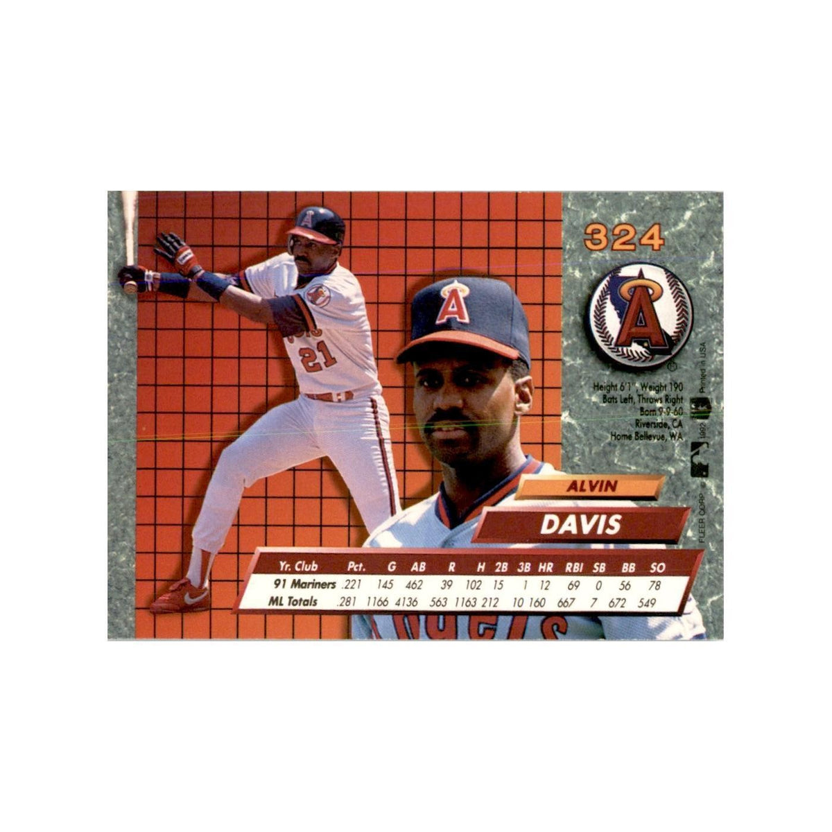 1992 Fleer Ultra Alvin Davis Baseball Cards #324