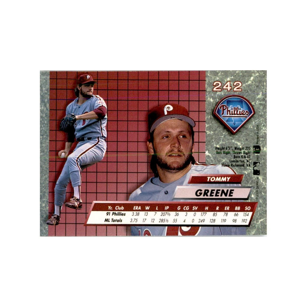 1992 Fleer Ultra Tommy Greene Baseball Cards #242
