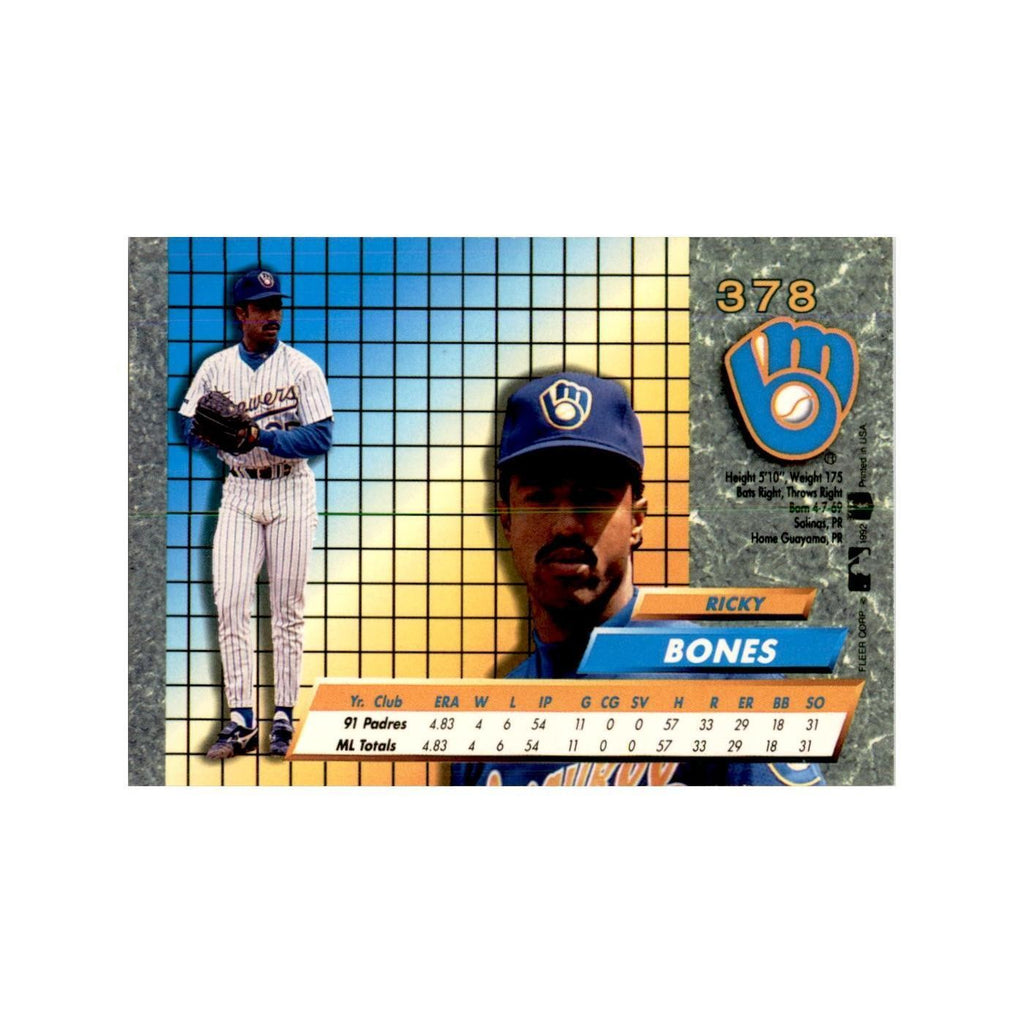 1992 Fleer Ultra Ricky Bones Baseball Cards #378