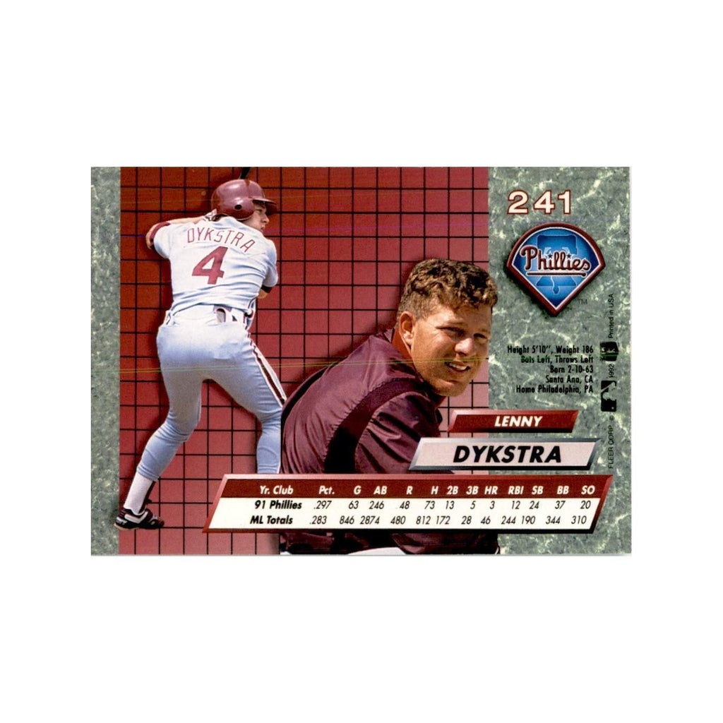1992 Fleer Ultra Lenny Dykstra Baseball Cards #241