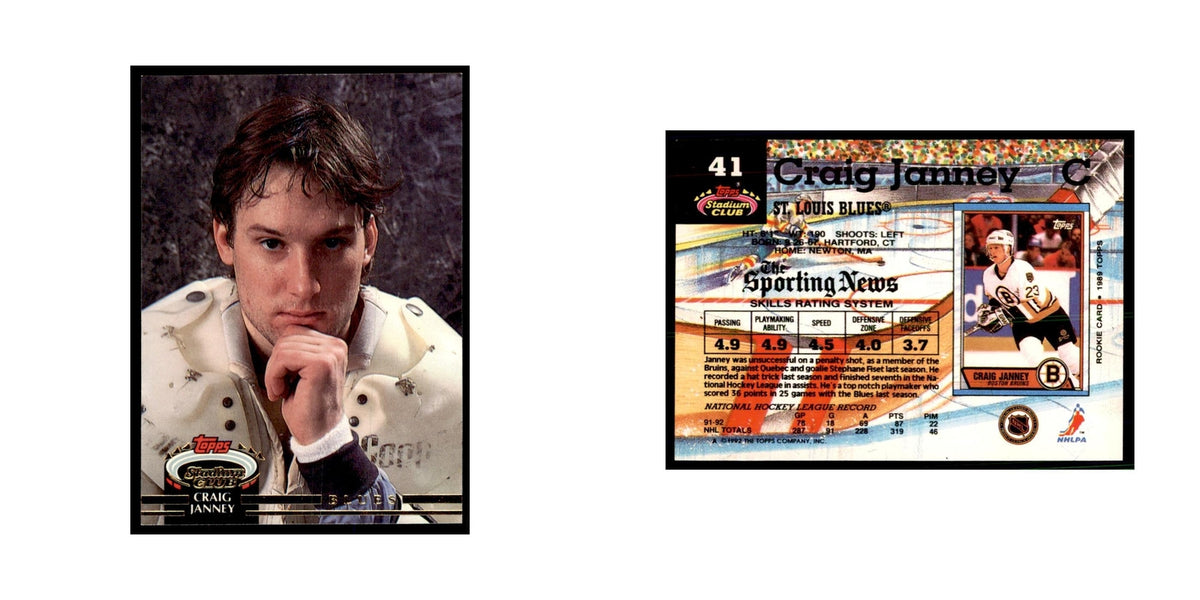 1992 Stadium Club Craig Janney Hockery Cards #41