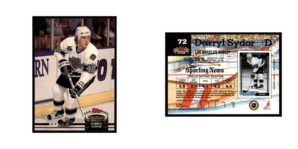 1992 Stadium Club Darryl Sydor Hockery Cards #72