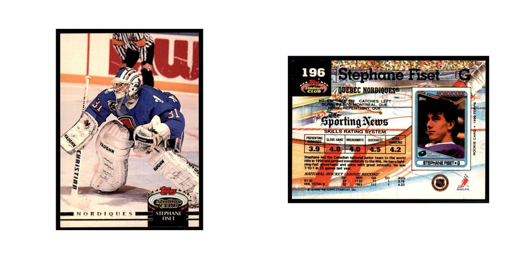 1992 Stadium Club Stephane Fiset Hockery Cards #196