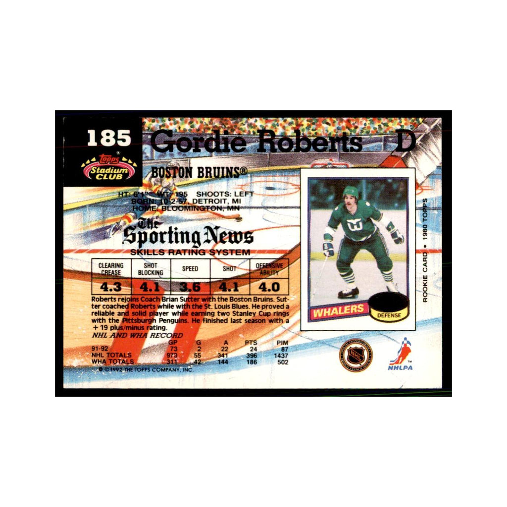 1992 Stadium Club Gordie Roberts Hockery Cards #185