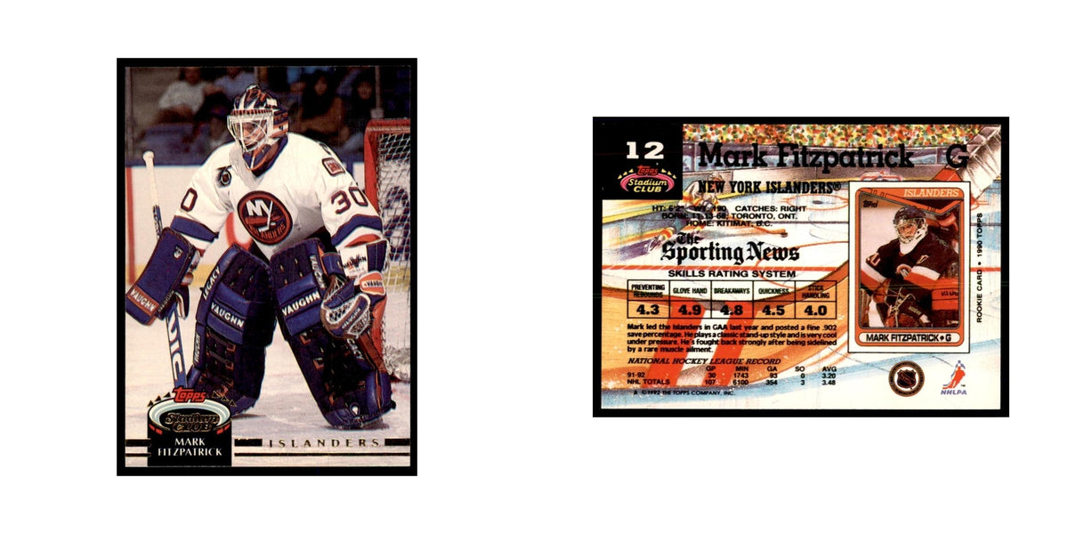 1992 Stadium Club Mark Fitzpatrick Hockery Cards #12