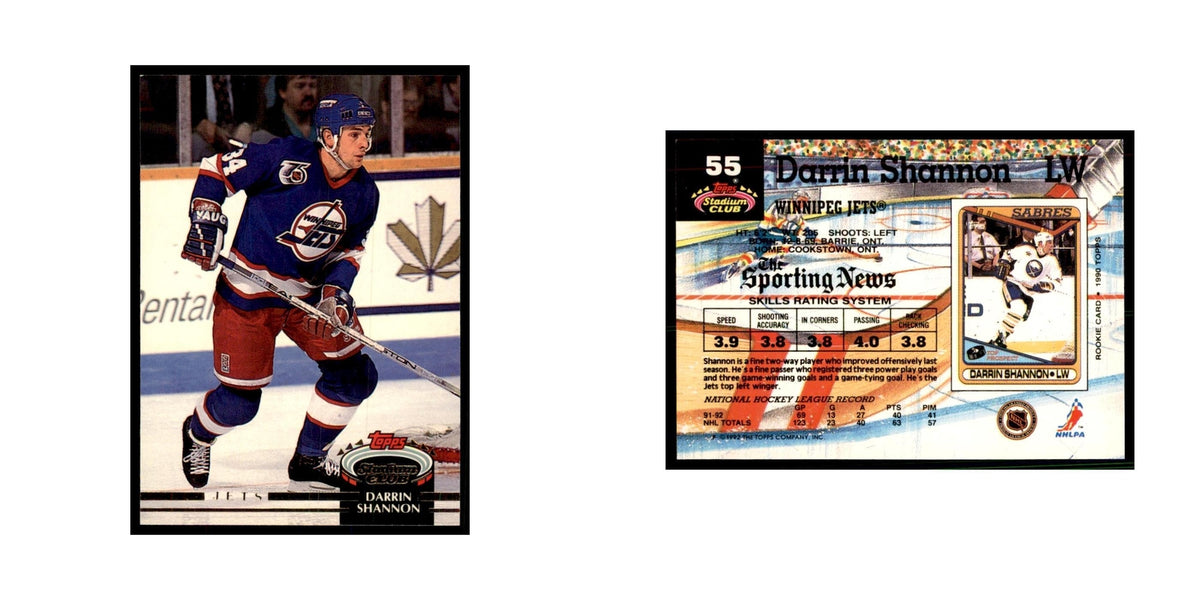 1992 Stadium Club Darrin Shannon Hockery Cards #55