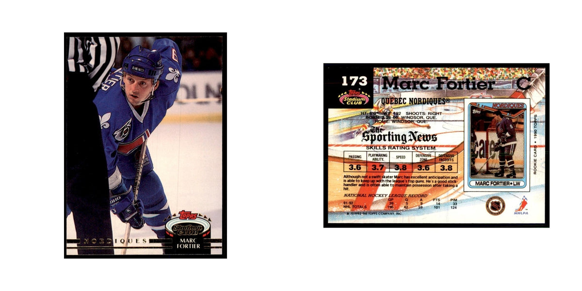 1992 Stadium Club Marc Fortier Hockery Cards #173