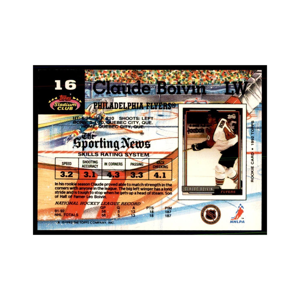 1992 Stadium Club Claude Boivin Hockery Cards #16