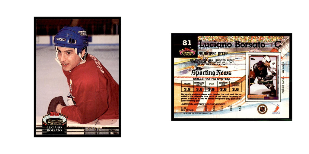 1992 Stadium Club Luciano Borsato Hockery Cards #81