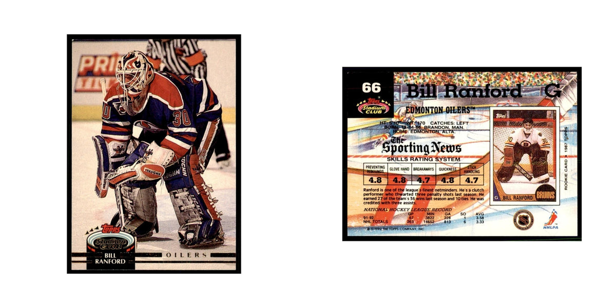 1992 Stadium Club Bill Ranford Hockery Cards #66
