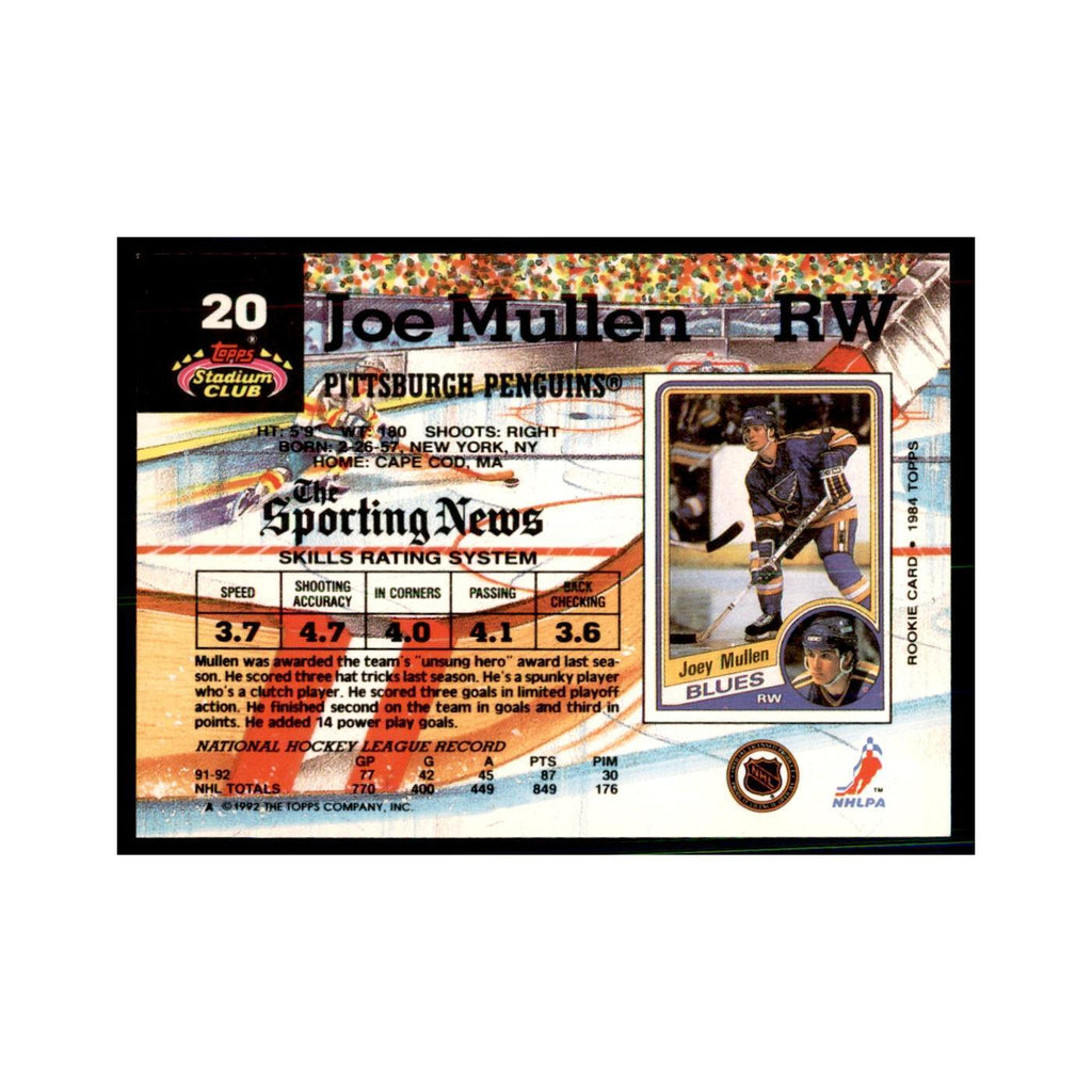 1992 Stadium Club Joe Mullen Hockery Cards #20