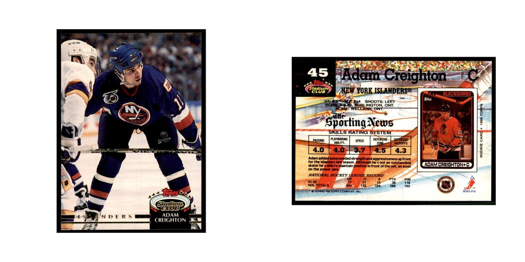 1992 Stadium Club Adam Creighton Hockery Cards #45