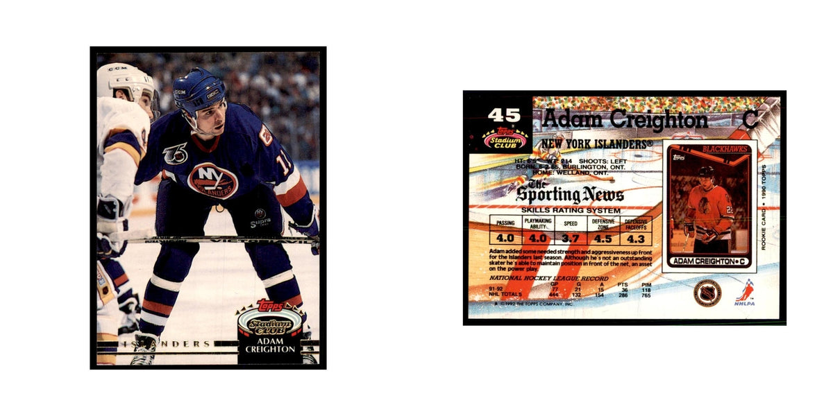 1992 Stadium Club Adam Creighton Hockery Cards #45