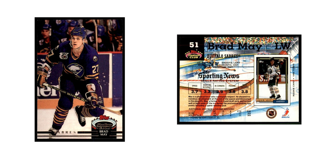 1992 Stadium Club Brad May Hockery Cards #51