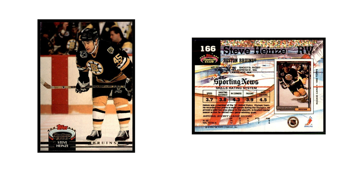 1992 Stadium Club Steve Heinze Hockery Cards #166