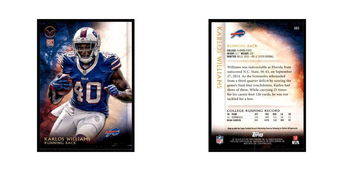 2015 Topps Valor Karlos Williams RC Football Cards #185