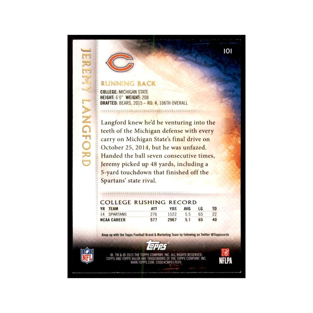 2015 Topps Valor Jeremy Langford RC Football Cards #101