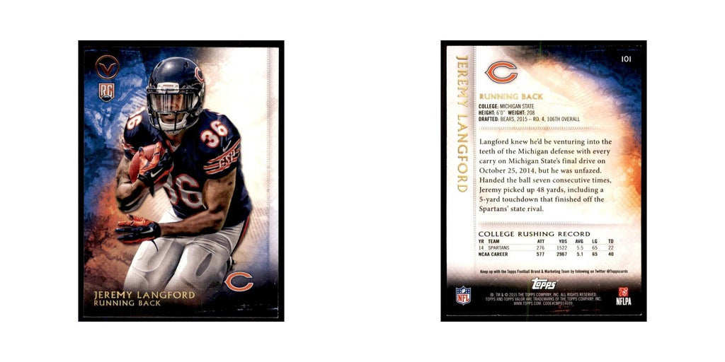 2015 Topps Valor Jeremy Langford RC Football Cards #101
