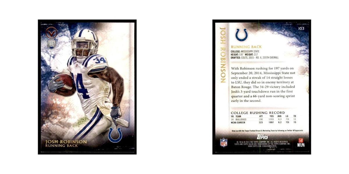 2015 Topps Valor Josh Robinson RC Football Cards #103