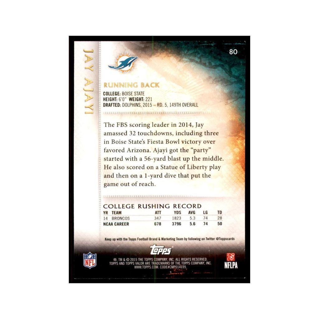 2015 Topps Valor Jay Ajayi RC Football Cards #80