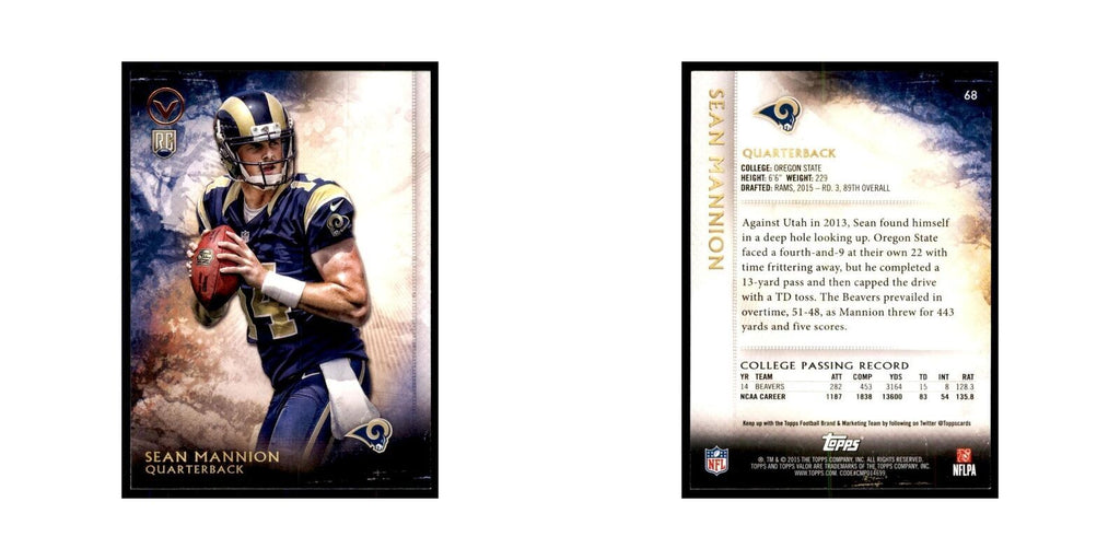 2015 Topps Valor Sean Mannion RC Football Cards #68