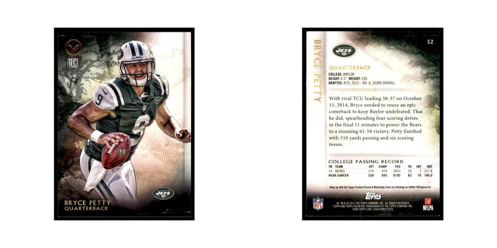 2015 Topps Valor Bryce Petty RC Football Cards #52
