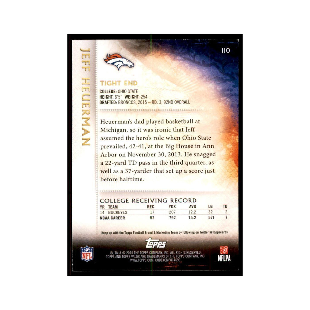 2015 Topps Valor Jeff Heuerman RC Football Cards #110