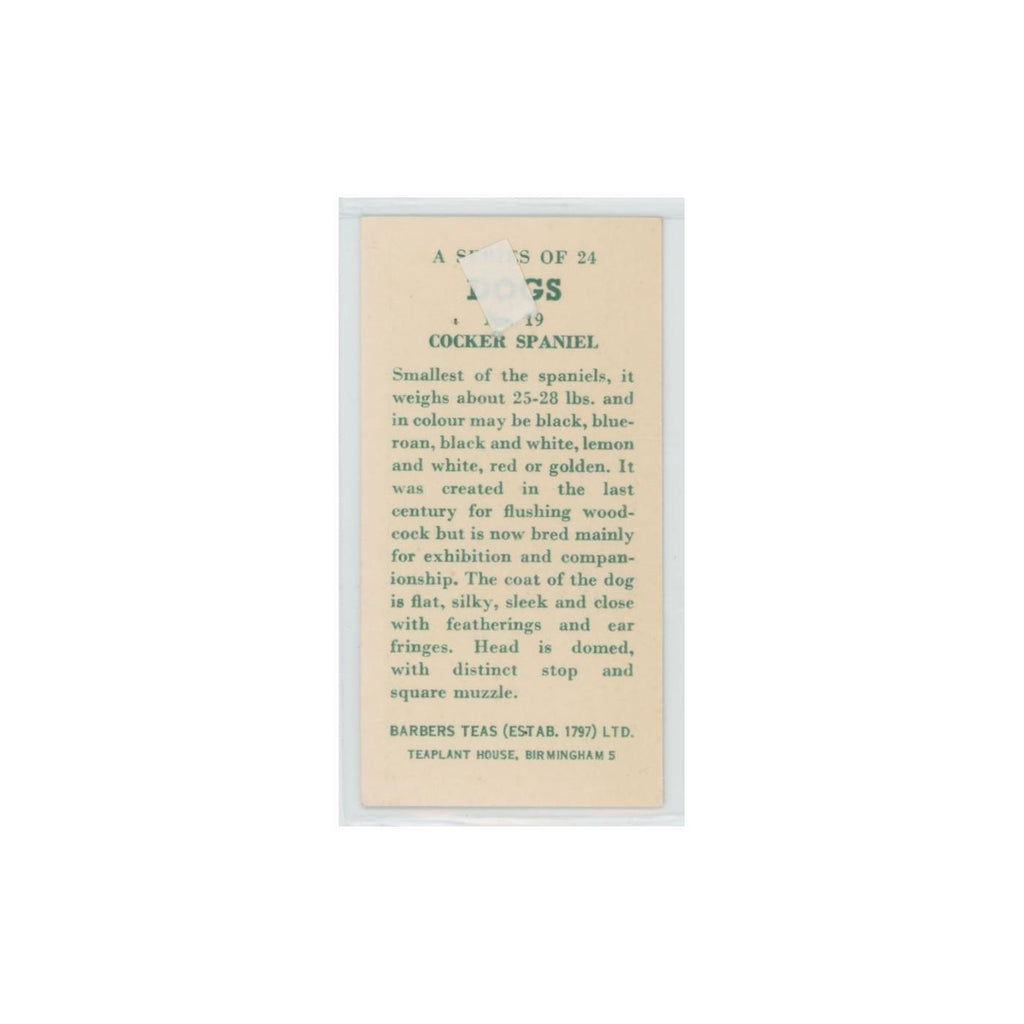 1961 Barbers Teas Dogs Cocker Spaniel #19.0