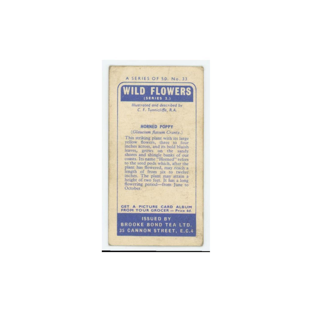 1959 Brooke Bond Wild Flowers Series 2 Horned Poppy #33.0