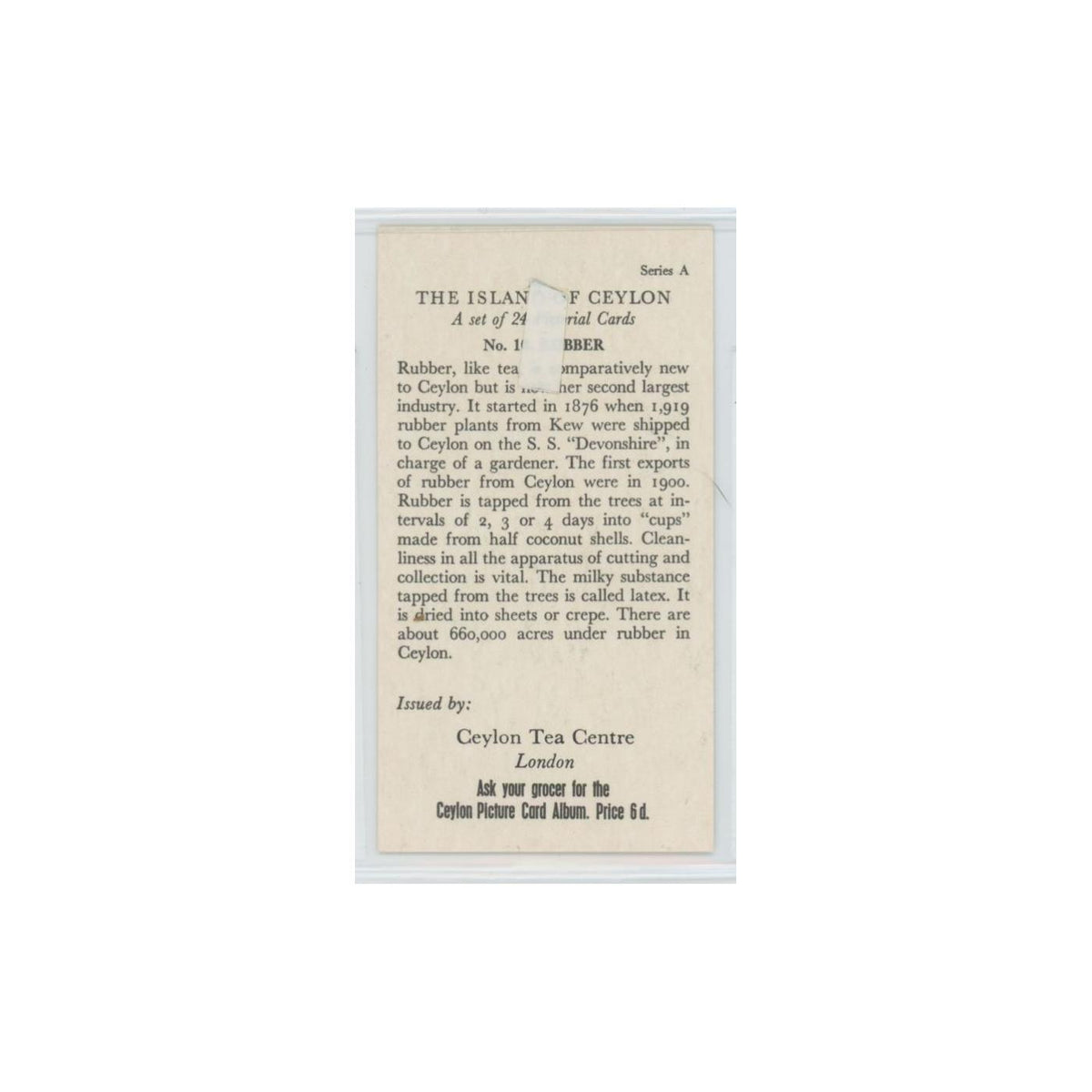 1955 Ceylon Tea Island of Ceylon Rubber #10.0