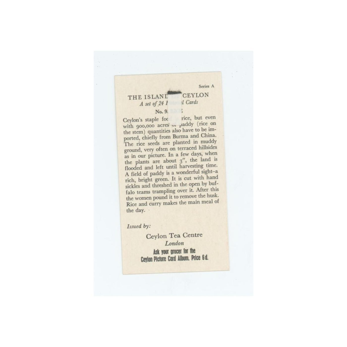 1955 Ceylon Tea Island of Ceylon Rice #9.0