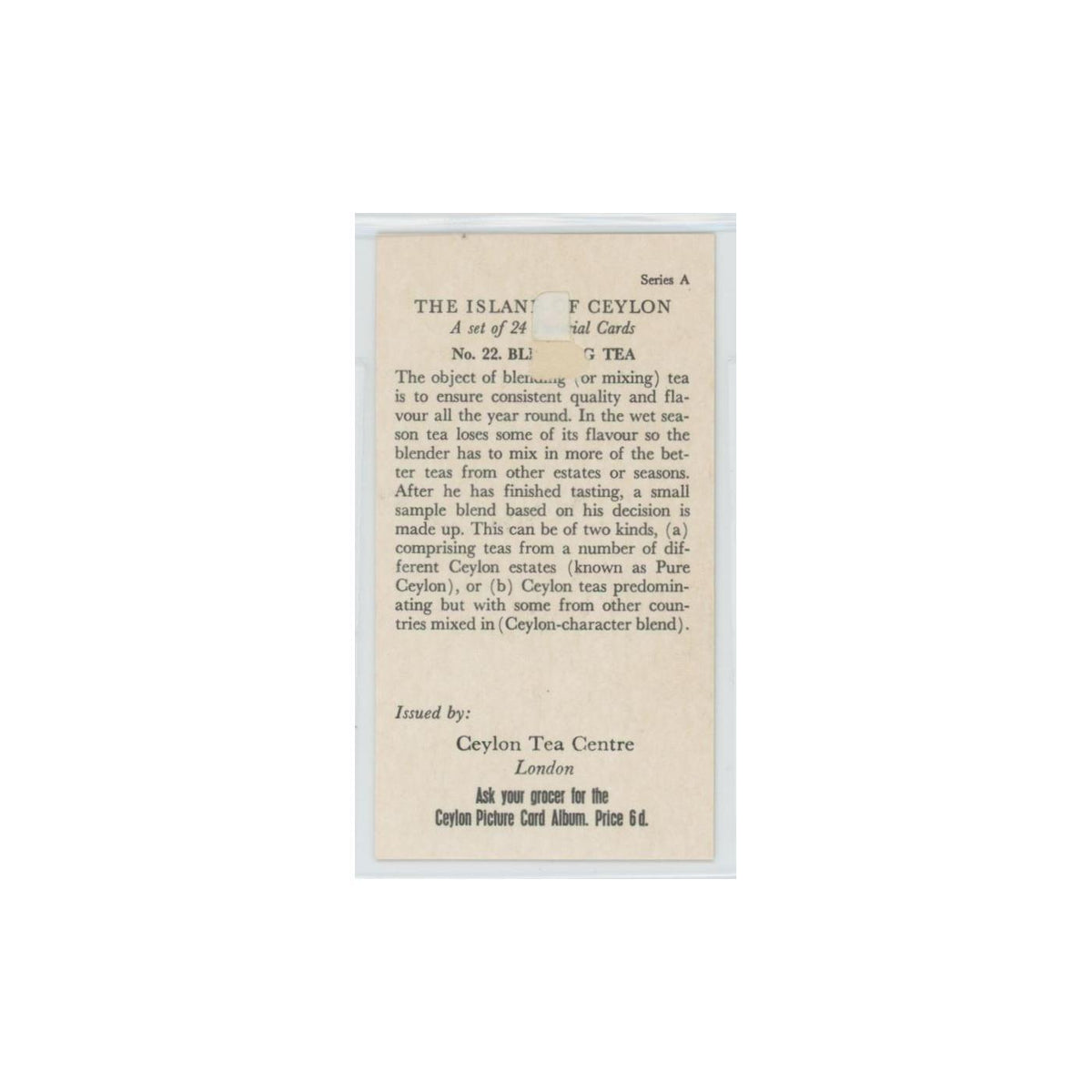 1955 Ceylon Tea Island of Ceylon Blending Tea #22.0
