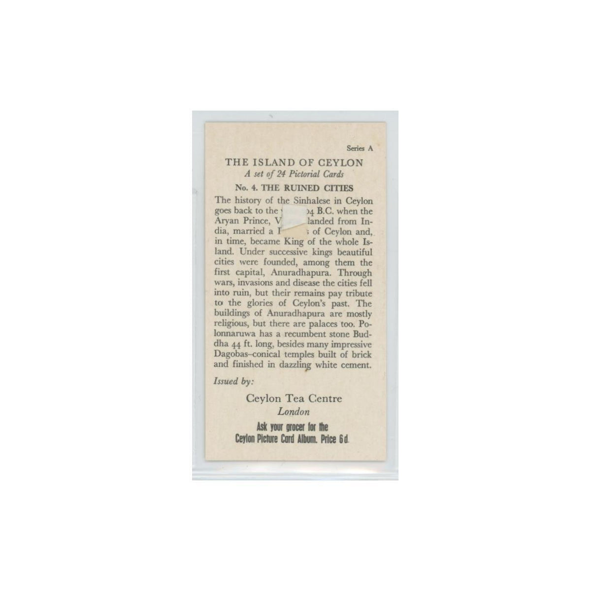 1955 Ceylon Tea Island of Ceylon The Ruined Cities #4.0