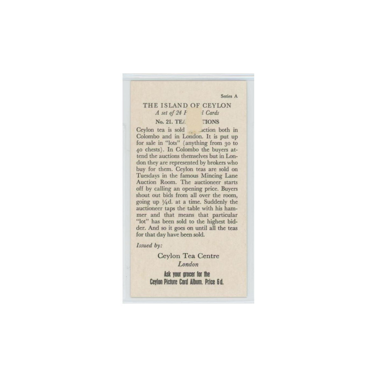 1955 Ceylon Tea Island of Ceylon Tea Auctions #21.0
