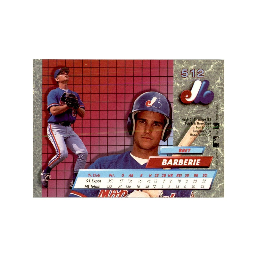 1992 Fleer Ultra Bret Barberie Baseball Cards #512
