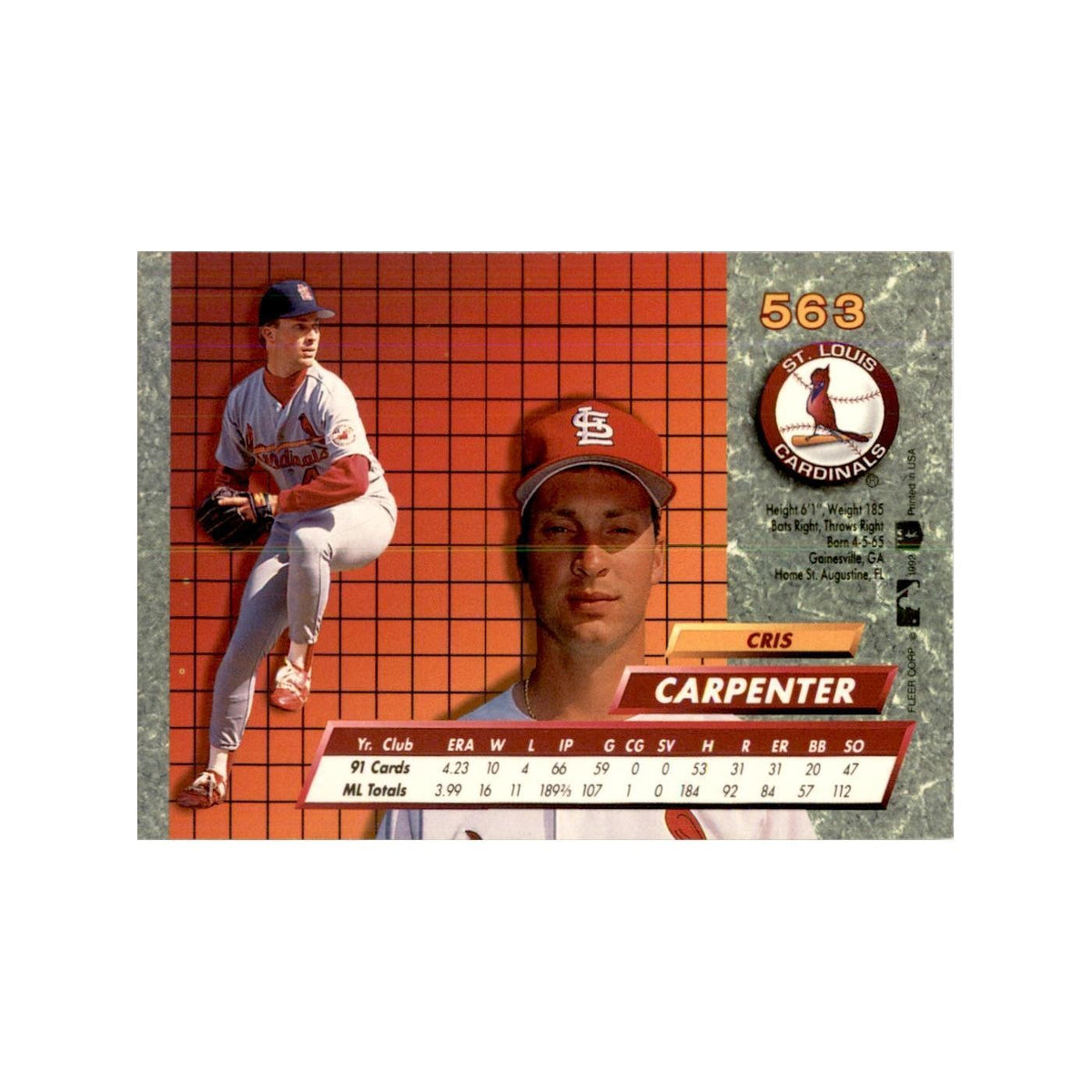 1992 Fleer Ultra Cris Carpenter Baseball Cards #563