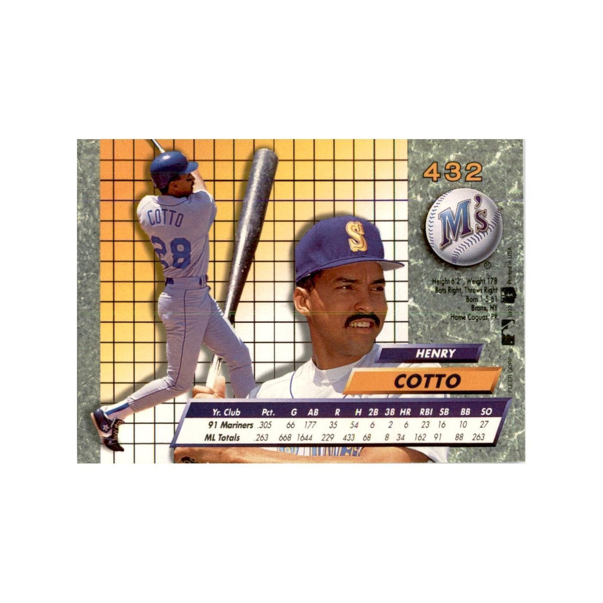 1992 Fleer Ultra Henry Cotto Baseball Cards #432