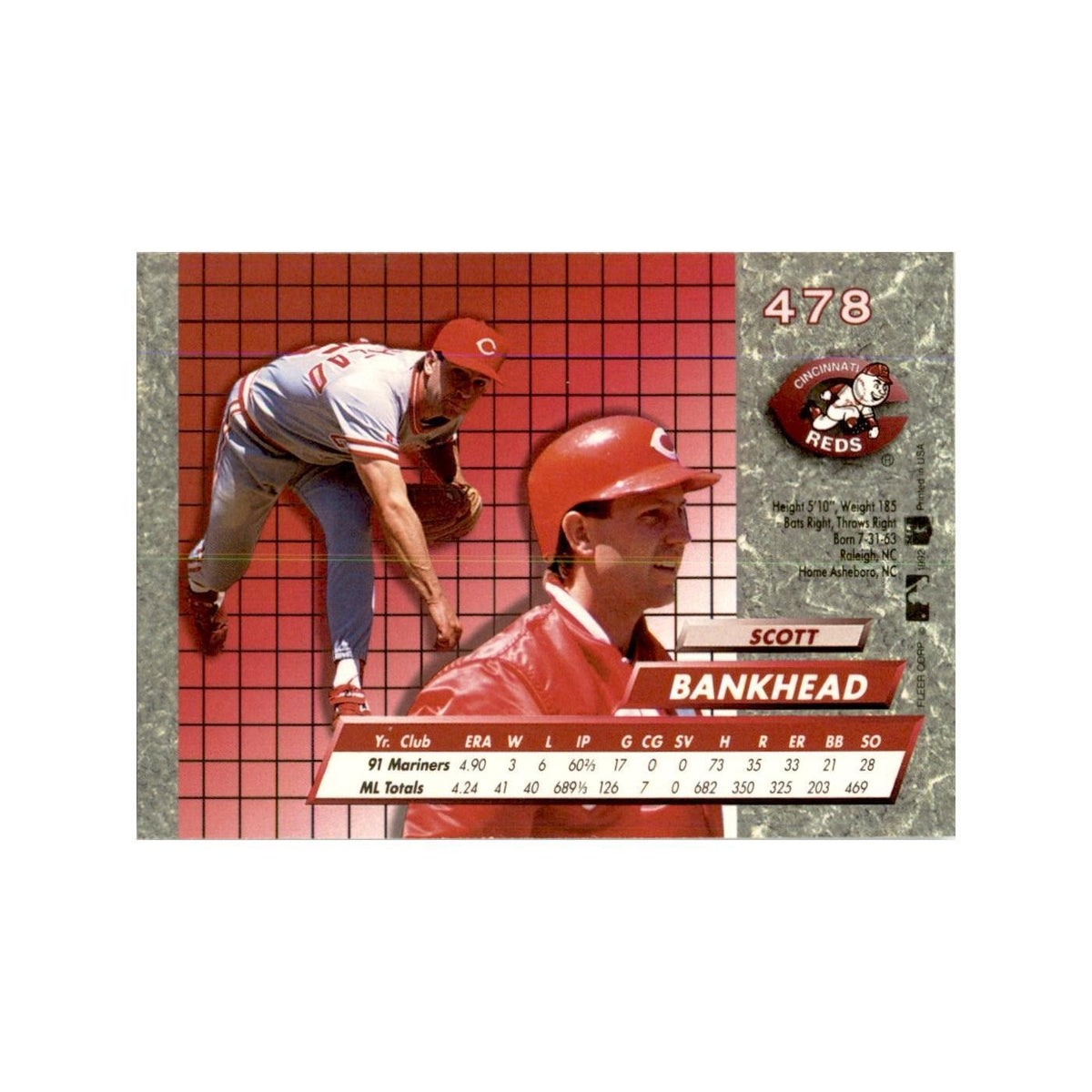 1992 Fleer Ultra Scott Bankhead Baseball Cards #478
