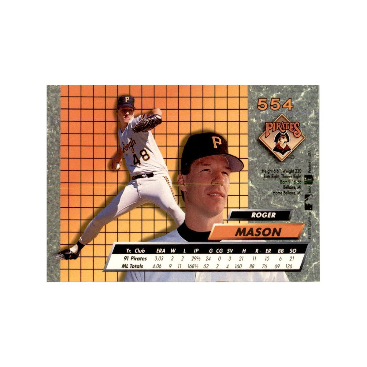 1992 Fleer Ultra Roger Mason Baseball Cards #554