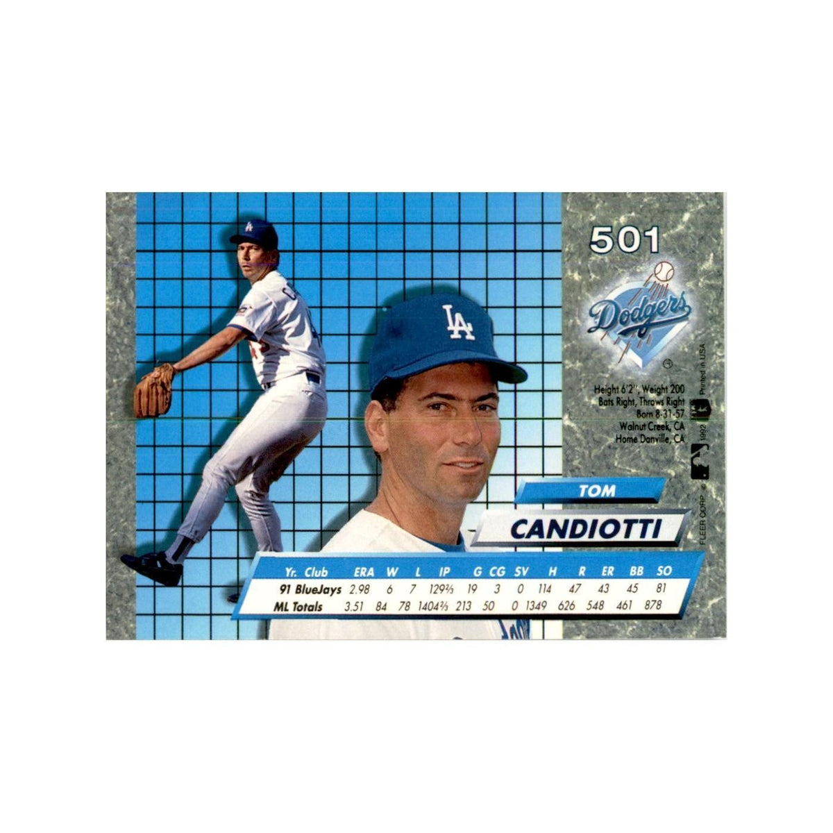 1992 Fleer Ultra Tom Candiotti Baseball Cards #501