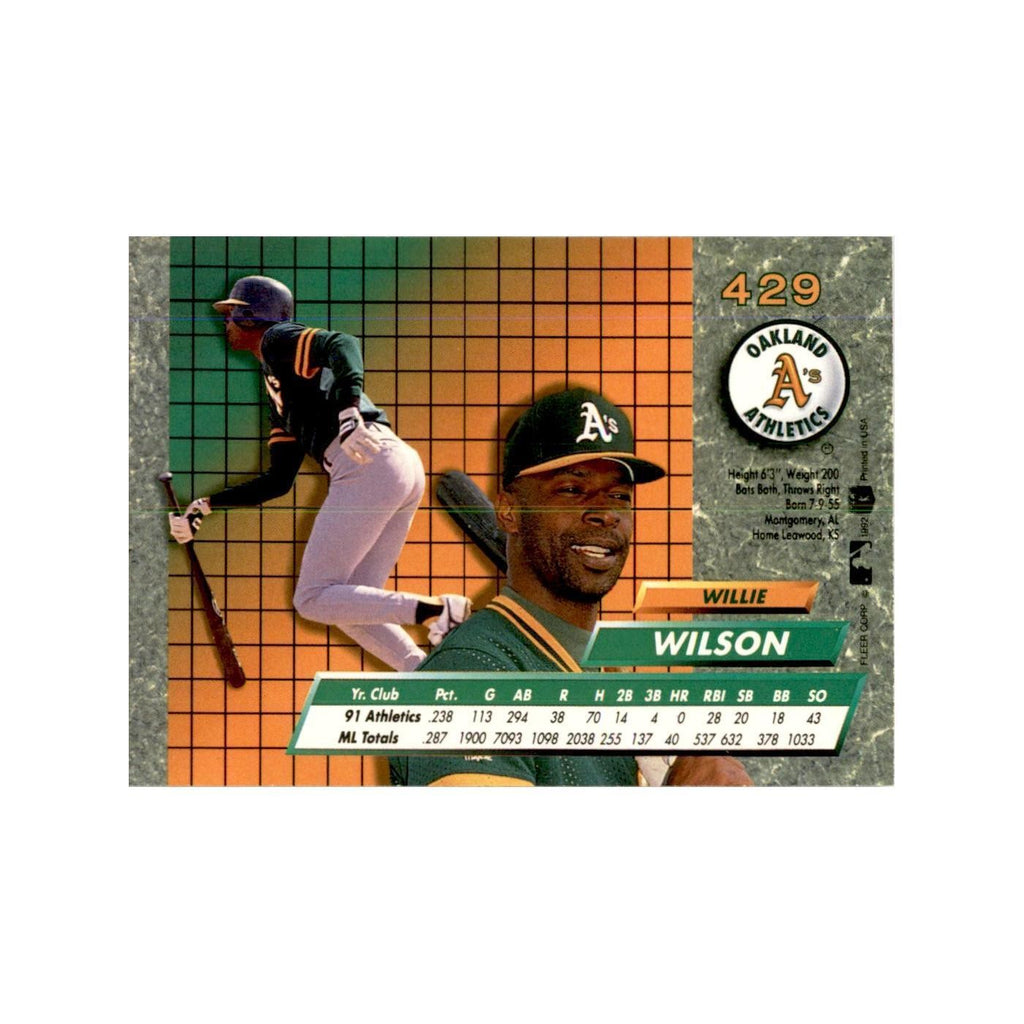 1992 Fleer Ultra Willie Wilson Baseball Cards #429