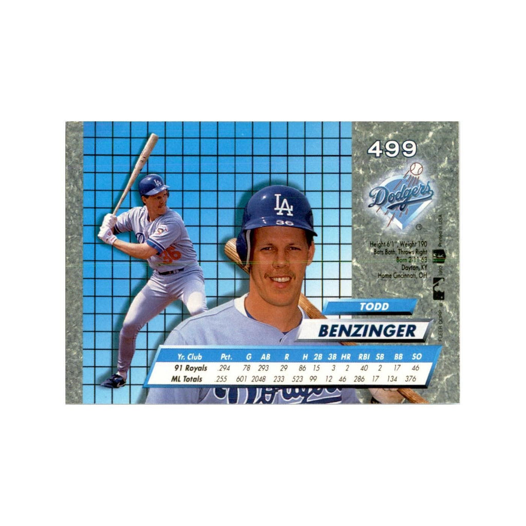 1992 Fleer Ultra Todd Benzinger Baseball Cards #499