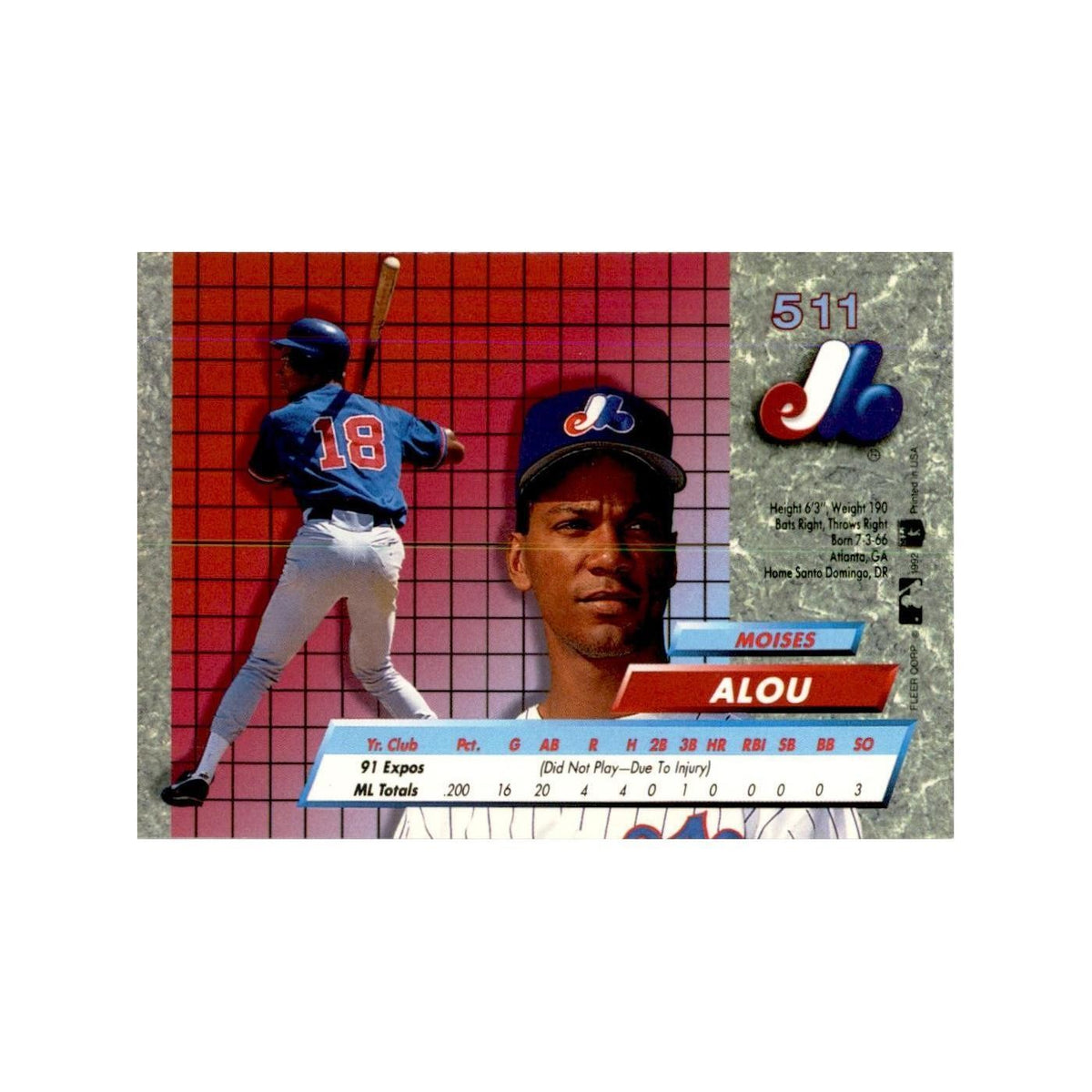 1992 Fleer Ultra Moises Alou Baseball Cards #511