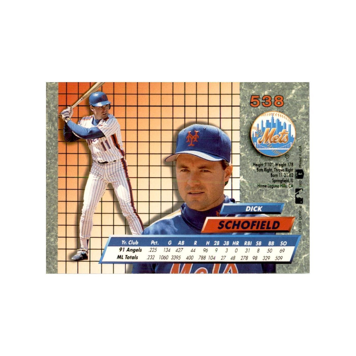 1992 Fleer Ultra Dick Schofield Baseball Cards #538