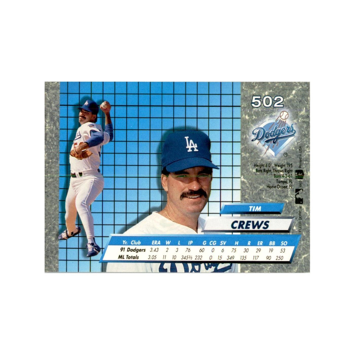 1992 Fleer Ultra Tim Crews Baseball Cards #502