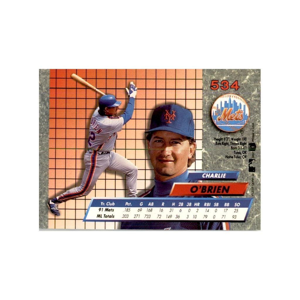 1992 Fleer Ultra Charlie O'Brien Baseball Cards #534