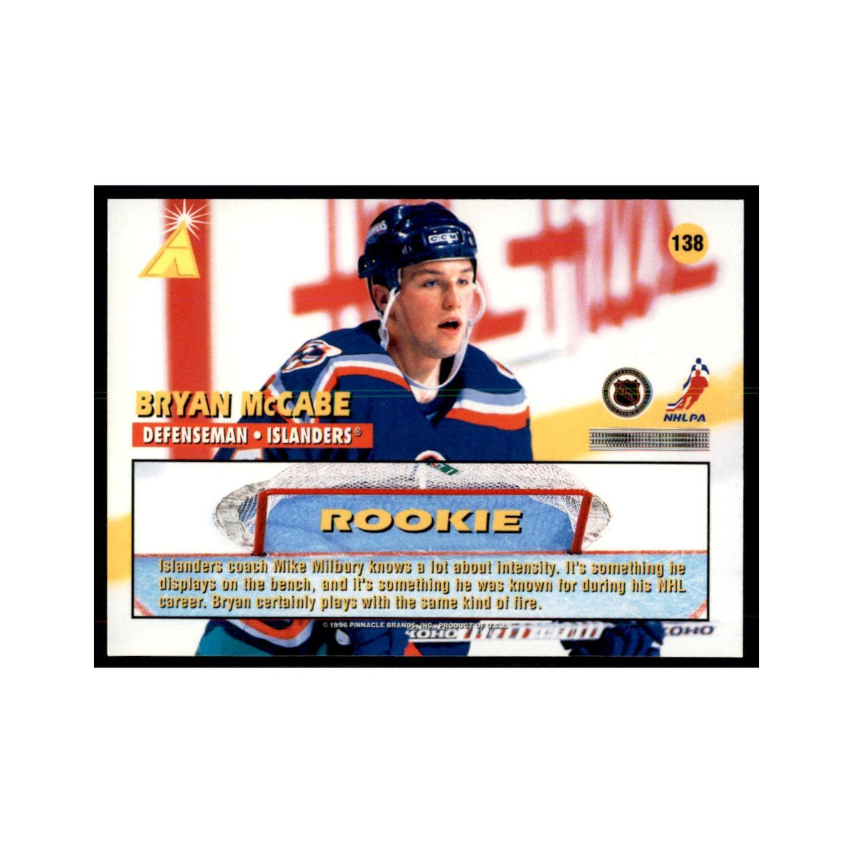 1995 Pinnacle Zenith Edition Bryan McCabe Hockey Cards #138