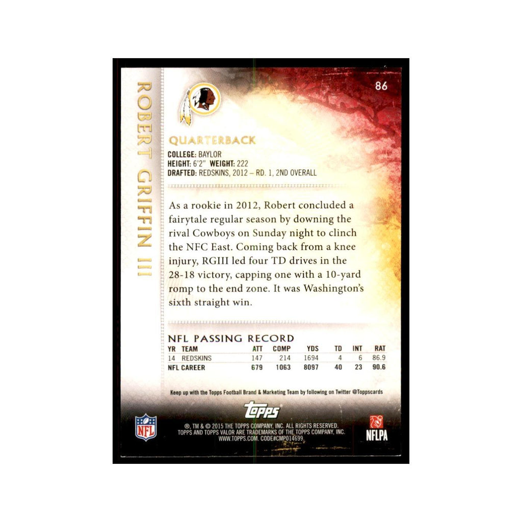2015 Topps Valor Robert Griffin III Football Cards #86